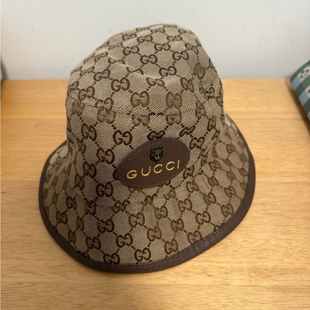 Gucci Beige Monogram Bucket Hat